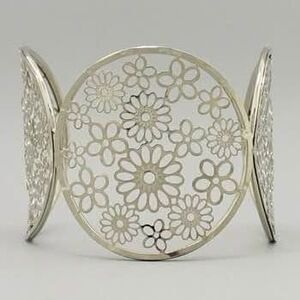 FLOWER CUFF BRACELET ~ Silver tone ~ Opening 2” wide ~ New w/tags ~ Gift idea